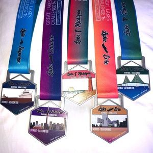 Virtual Race Run Great Lakes Challenge Medal Ontario Eerie Huron Set of 6